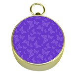 Violet Purple Butterfly Print Gold Compasses Front