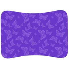 Violet Purple Butterfly Print Velour Seat Head Rest Cushion by SpinnyChairDesigns