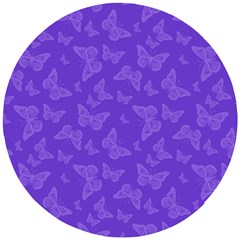 Violet Purple Butterfly Print Wooden Puzzle Round by SpinnyChairDesigns