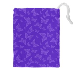 Violet Purple Butterfly Print Drawstring Pouch (4xl) by SpinnyChairDesigns