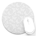 Wedding White Butterfly Print Round Mousepads Front