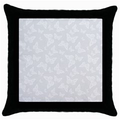 Wedding White Butterfly Print Throw Pillow Case (black) by SpinnyChairDesigns