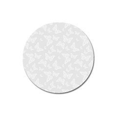 Wedding White Butterfly Print Magnet 3  (round) by SpinnyChairDesigns