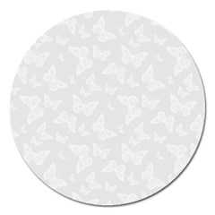 Wedding White Butterfly Print Magnet 5  (round) by SpinnyChairDesigns