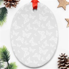 Wedding White Butterfly Print Oval Ornament (two Sides) by SpinnyChairDesigns