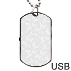 Wedding White Butterfly Print Dog Tag Usb Flash (one Side) by SpinnyChairDesigns