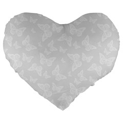 Wedding White Butterfly Print Large 19  Premium Heart Shape Cushions by SpinnyChairDesigns