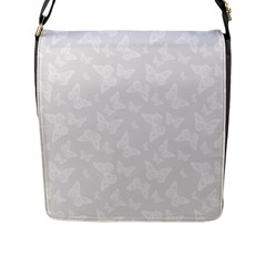 Wedding White Butterfly Print Flap Closure Messenger Bag (l) by SpinnyChairDesigns