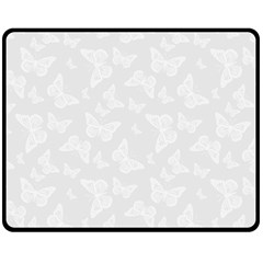 Wedding White Butterfly Print Double Sided Fleece Blanket (medium)  by SpinnyChairDesigns