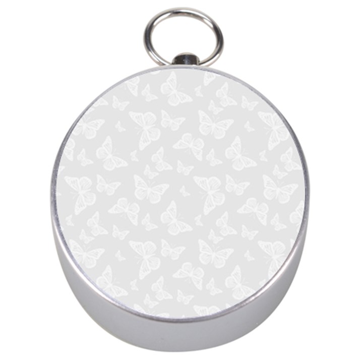 Wedding White Butterfly Print Silver Compasses