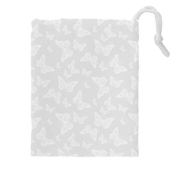 Wedding White Butterfly Print Drawstring Pouch (4xl) by SpinnyChairDesigns