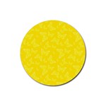 Lemon Yellow Butterfly Print Rubber Round Coaster (4 pack)  Front