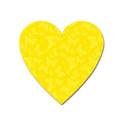 Lemon Yellow Butterfly Print Heart Magnet by SpinnyChairDesigns