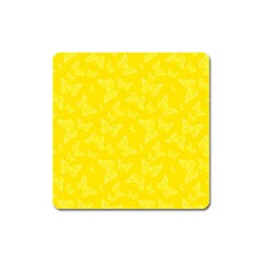 Lemon Yellow Butterfly Print Square Magnet