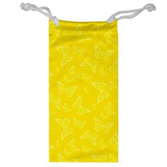 Lemon Yellow Butterfly Print Jewelry Bag by SpinnyChairDesigns