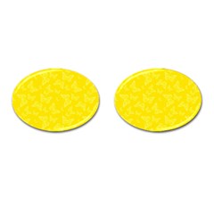 Lemon Yellow Butterfly Print Cufflinks (Oval)