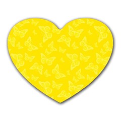 Lemon Yellow Butterfly Print Heart Mousepads by SpinnyChairDesigns