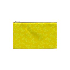 Lemon Yellow Butterfly Print Cosmetic Bag (small) by SpinnyChairDesigns