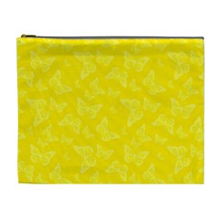 Lemon Yellow Butterfly Print Cosmetic Bag (xl) by SpinnyChairDesigns