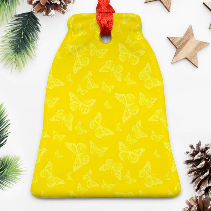 Lemon Yellow Butterfly Print Bell Ornament (Two Sides)