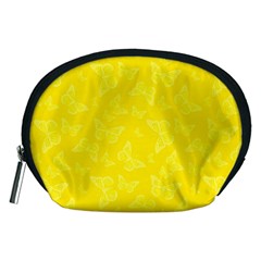 Lemon Yellow Butterfly Print Accessory Pouch (medium) by SpinnyChairDesigns