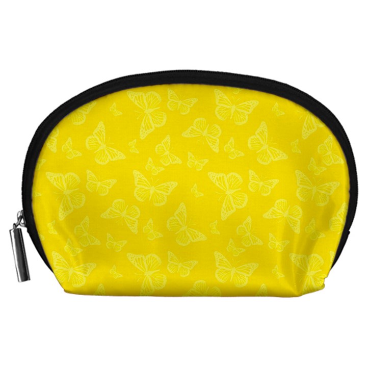 Lemon Yellow Butterfly Print Accessory Pouch (Large)