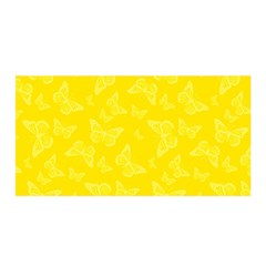 Lemon Yellow Butterfly Print Satin Wrap by SpinnyChairDesigns