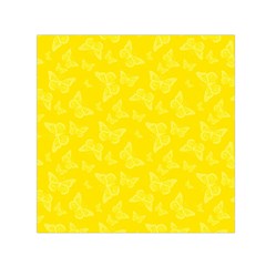 Lemon Yellow Butterfly Print Small Satin Scarf (square) by SpinnyChairDesigns