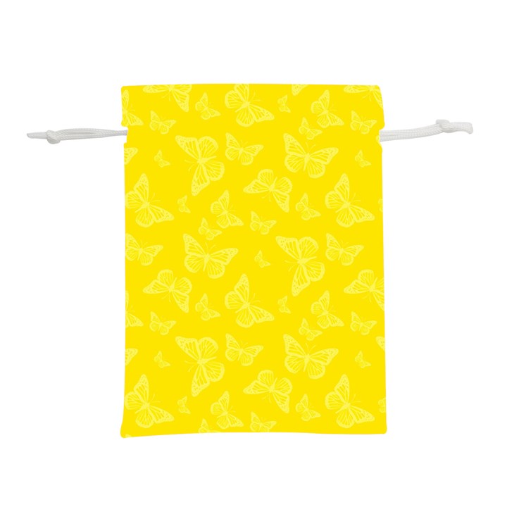 Lemon Yellow Butterfly Print Lightweight Drawstring Pouch (S)