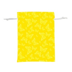 Lemon Yellow Butterfly Print Lightweight Drawstring Pouch (l) by SpinnyChairDesigns