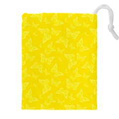 Lemon Yellow Butterfly Print Drawstring Pouch (5XL)