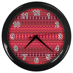 Boho Bittersweet Pink  Wall Clock (black) by SpinnyChairDesigns