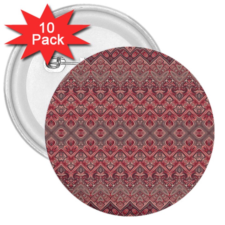 Boho Rustic Pink 3  Buttons (10 pack) 