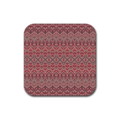 Boho Rustic Pink Rubber Coaster (square)  by SpinnyChairDesigns