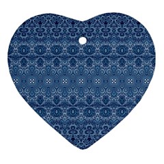 Boho Denim Blue Ornament (heart) by SpinnyChairDesigns