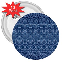 Boho Denim Blue 3  Buttons (10 Pack)  by SpinnyChairDesigns