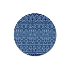 Boho Denim Blue Magnet 3  (round) by SpinnyChairDesigns