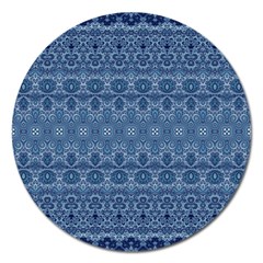 Boho Denim Blue Magnet 5  (round) by SpinnyChairDesigns