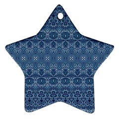 Boho Denim Blue Star Ornament (two Sides) by SpinnyChairDesigns