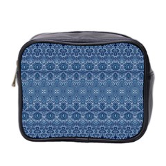 Boho Denim Blue Mini Toiletries Bag (two Sides) by SpinnyChairDesigns