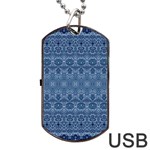 Boho Denim Blue Dog Tag USB Flash (Two Sides) Front