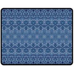 Boho Denim Blue Double Sided Fleece Blanket (medium)  by SpinnyChairDesigns