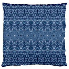 Boho Denim Blue Large Flano Cushion Case (two Sides) by SpinnyChairDesigns