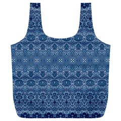 Boho Denim Blue Full Print Recycle Bag (xxl) by SpinnyChairDesigns