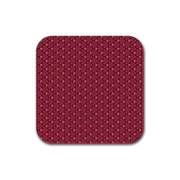 Boho Wine Floral Print Rubber Coaster (Square) 