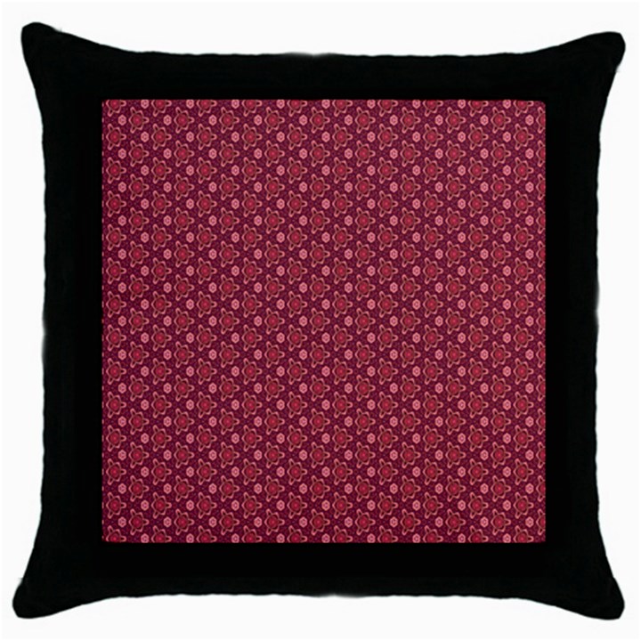 Boho Wine Floral Print Throw Pillow Case (Black)