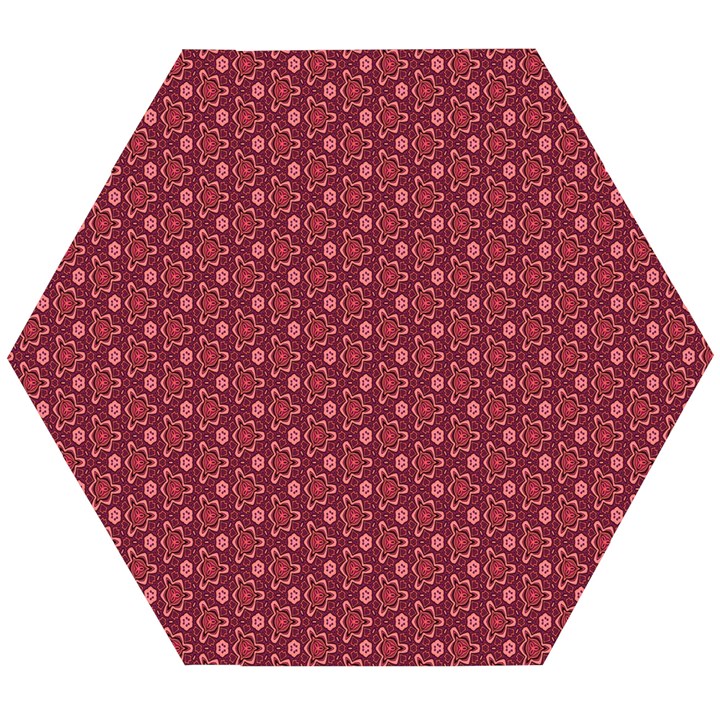 Boho Wine Floral Print Wooden Puzzle Hexagon