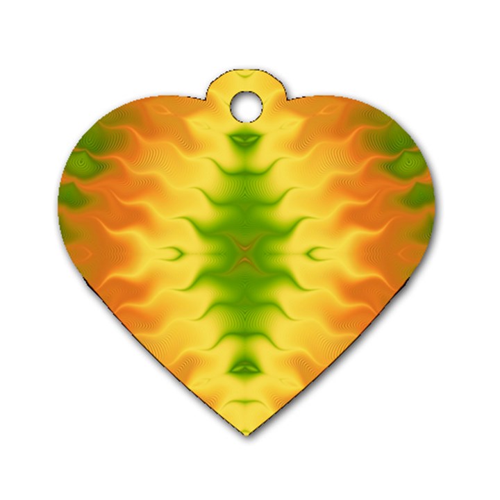 Lemon Lime Tie Dye Dog Tag Heart (One Side)