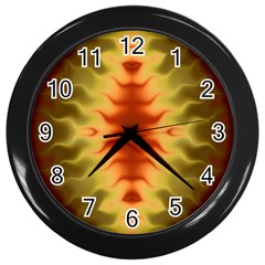 Red Gold Tie Dye Wall Clock (black) by SpinnyChairDesigns