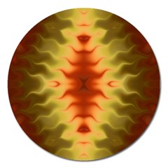 Red Gold Tie Dye Magnet 5  (round) by SpinnyChairDesigns